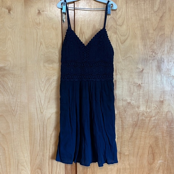 Abercrombie Crochet & Cotton Dress - XS Navy Blue - Picture 1 of 7
